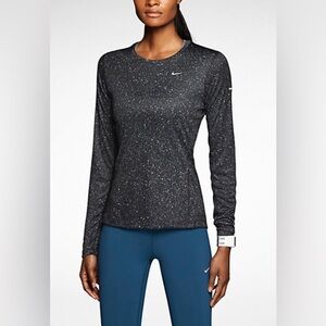 Nike Black Silver Athletic Dri-Fit Running Long Sleeve Top - SZ SM